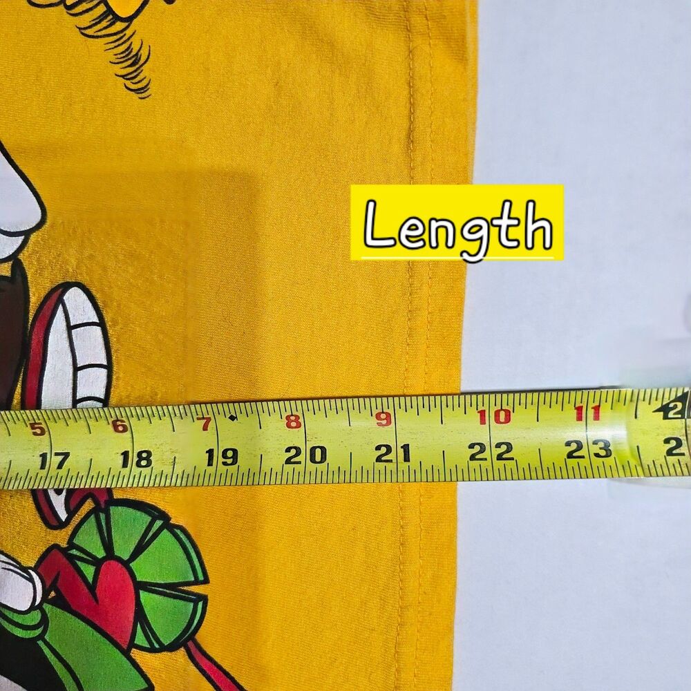 Looney Tunes Graphic Long Sleeve Tee Yellow Y2K Cartoon Shirt Medium - Picture 8 of 8
